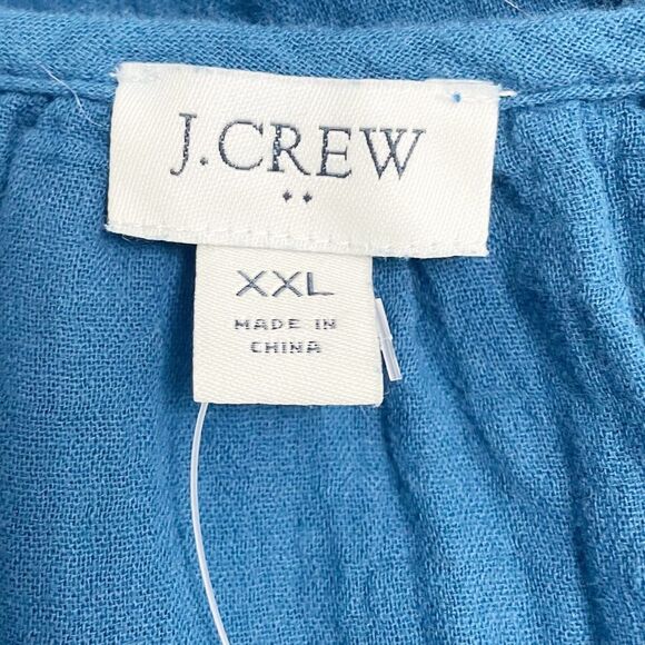 NWT J. Crew Ruffle Strap Gauze Tiered Maxi Dress Teal Blue Size XXL NEW Relaxed - Picture 9 of 15